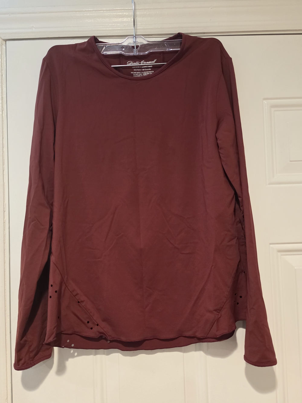 Denise Cronwall Long-Sleeve Crew Neck Top - Burgundy
